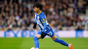 Kaoru Mitoma face à Liverpool, le 29 janvier 2023.