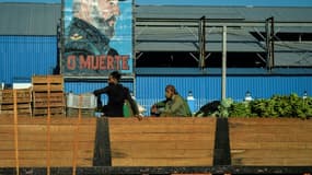 Un camion chargé de bananes passe devant un poster de l'ex-président cubain Fidel Castro, le 30 mars 2021 à La Havane 