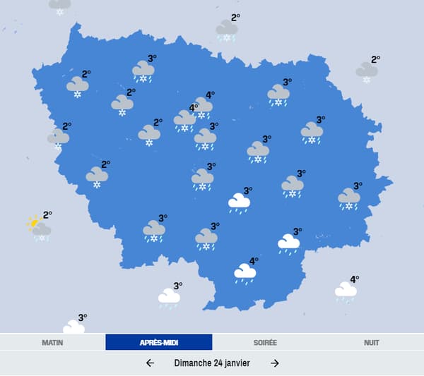 La météo de dimanche en Ile-de-France. La météo de dimanche en Ile-de-France.