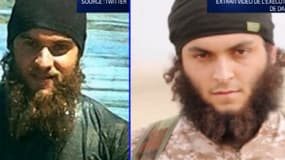 A gauche, Mickaël Dos Santos en Syrie, dans une photo qu'il a posté sur les réseaux sociaux. A droite, le jihadiste bourreau, qui serait Mickaël selon le parquet.