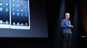 Tim Cook lors d'une Keynote présentant de nouveaux iPad en 2018.