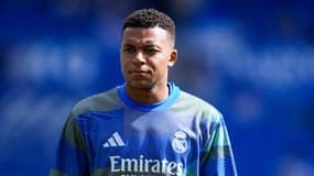 L'attaquant du Real Madrid Kylian Mbappé le 13 septembre 2025 avant le match de Liga contre la Real Sociedad