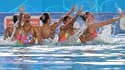 La France sur l'épreuve par équipe de natation synchronisée, le 11 août 2022 aux Europe de Romme