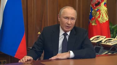 Vladimir Poutine lors d'une allocution télévisée le 21 septembre 2022