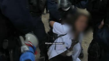 Une image de l'interpellation musclée de l'infirmière, aux Invalides. - BFMTV