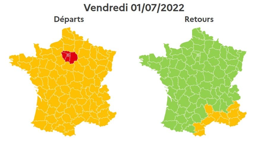 Le trafic sera classé rouge ce vendredi 1er juillet dans le sens des départs en Ile-de-France selon Bison Futé.
