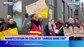Ministre à Villeurbanne : manifestation du collectif Jamais sans toit