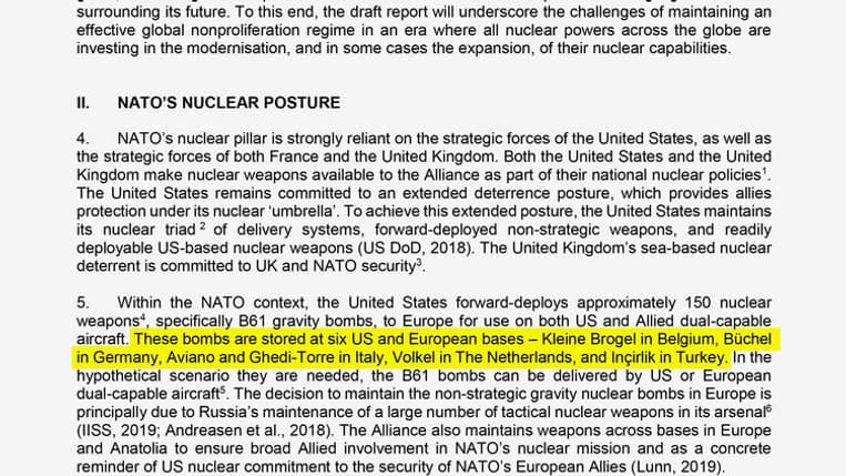 Quand l'Otan révèle par erreur la présence d'armes nucléaires américaines en Europe