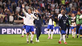 Antoine Griezmann fête la victoire de la France face à la Belgique (2-0, Ligue des Nations), le 9 septembre 2024
