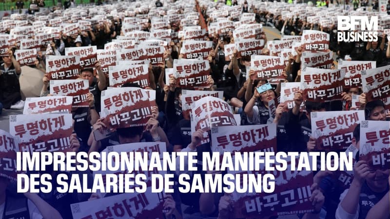 Impressionnante manifestation des salariés de Samsung