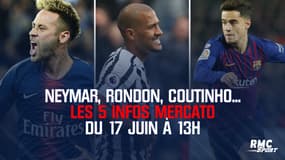 Neymar, Rondon, Coutinho... Les 5 infos mercato du 17 juin à 13h