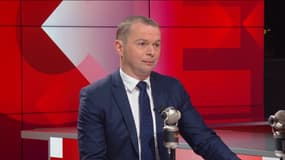 Le ministre du Travail Olivier Dussopt sur le plateau de BFMTV le 1er mai 2023