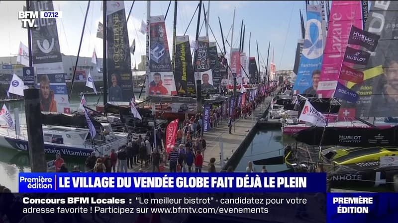 Vendée Globe: dans le village, aux Sables d'Olonne, les curieux viennent admirer les bateaux avant le grand départ