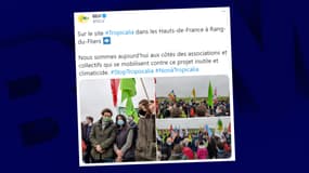 Entre 150 et 200 personnes se sont rassemblées près de Berck pour protester contre le projet de serre Tropicalia.