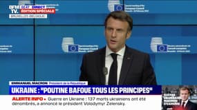 Emmanuel Macron annonce que les sanctions viseront également le régime Biélorusse "qui est complice dans cette offensive russe"