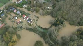 La commune de Blendecques inondée après la crues du 7 novembre 2023.