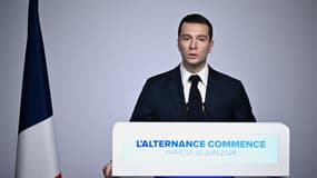 Le président du Rassemblement national, Jordan Bardella, au soir du premier tour des élections législatives, le 30 juin 2024.