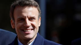 Emmanuel Macron au Touquet pour le premier tour de l'élection présidentielle le 10 avril 2022.