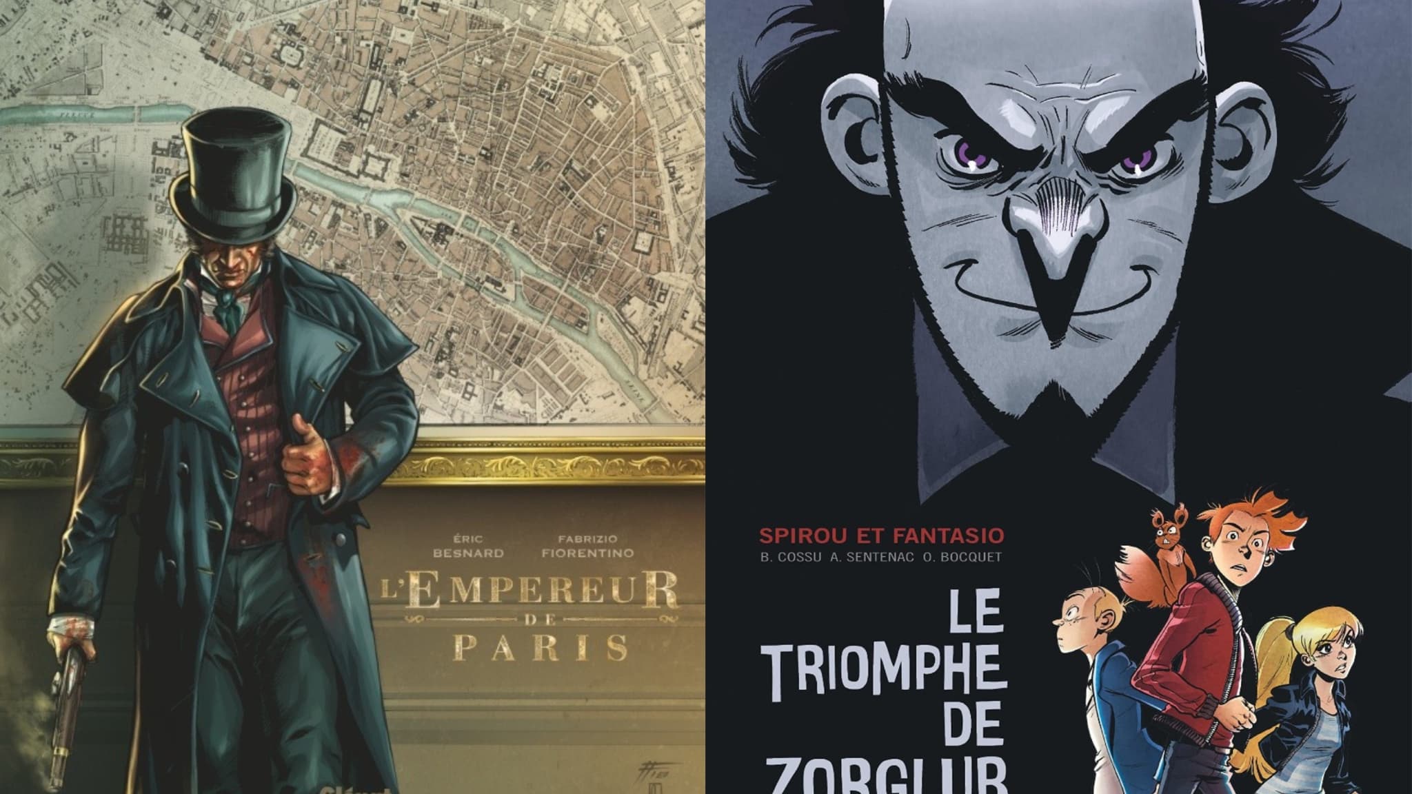 Couvertures des albums "L'Empereur de Paris" et "Le Triomphe de Zorglub"