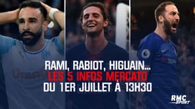 Rami, Rabiot, Higuain... Les 5 infos mercato du 1er juillet à 13h30