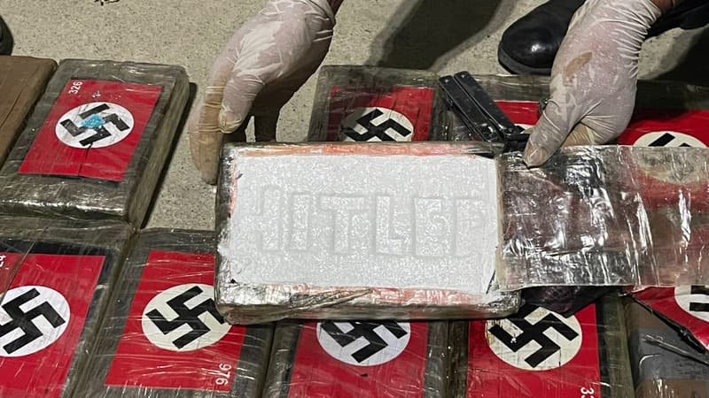 58 kilos de cocaïne floquée de symboles nazis ont été saisis par la police péruvienne le 25 mai 2023