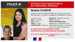 Appel à témoins lancée par la police nationale dans le Sarthe le 28 mars 2025