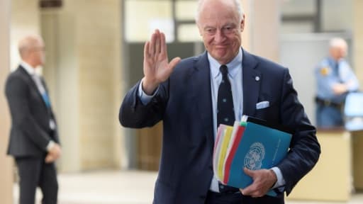 L'émissaire de l'ONU Staffan de Mistura lors des négociations sur la Syrie à Genève, le 1er mars 2017