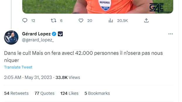 Le tweet injurieux de Gérard Lopez, supprimé depuis
