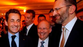 Nicolas Sarkozy, en 2010, aux côtés de Richard Prasquier (CRIF) et Gilles Bernheim, grand rabbin de France.