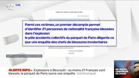 Explosions à Beyrouth: 21 Français blessés, le parquet de Paris ouvre une enquête