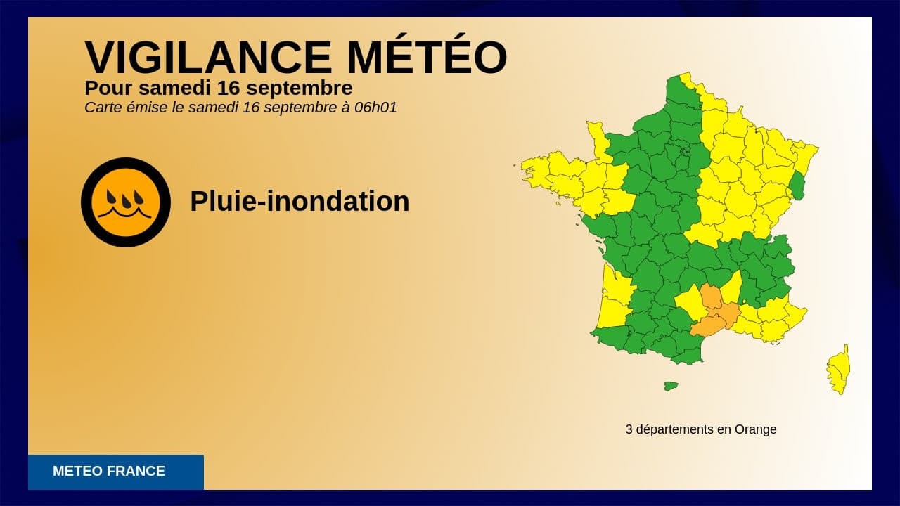 Vigilance météo du samedi 16 septembre 2023