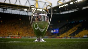 Le trophée de la Ligue des champions pose sur la pelouse du Borussia Dortmund, le 1er mai 2024