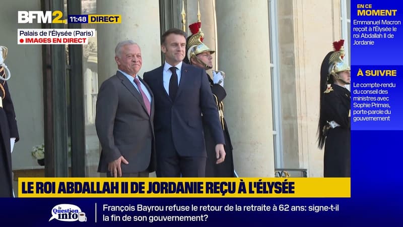 Emmanuel Macron reçoit à l'Élysée le roi Abdallah II de Jordanie