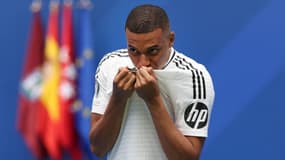 Kylian Mbappé lors de sa présentation au Real Madrid le 16 juillet 2024