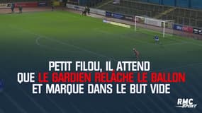 Petit filou, il attend que le gardien relâche le ballon et marque dans le but vide