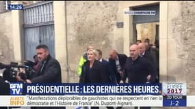 Les images de la sortie de Marine Le Pen par une porte dérobée de la cathédrale de Reims