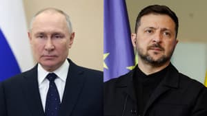 Vladimir Poutine et Volodymyr Zelensky