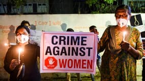 Une manifestation contre les violences faites aux femmes, à New Delhi en Inde, en 2020.