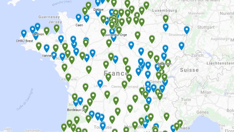 La carte des services d'urgences en grève La carte des services d'urgences en grève