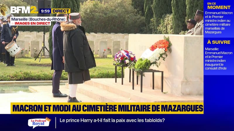 Macron/Modi : Hommage au cimetière militaire de Mazargues