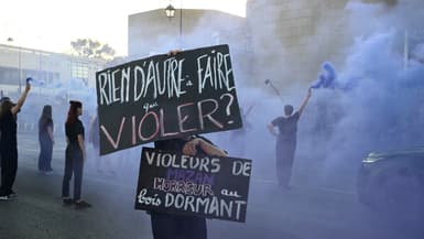 Un rassemblement de militantes féministes, le 2 septembre 2024, devant le palais de justice d'Avignon (France), où se tenait le procès des viols de Mazan. (Photo d'illustration)