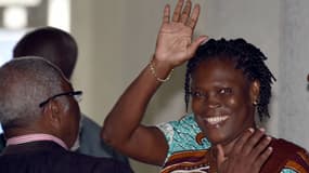 Simone Gbagbo à son arrivée au tribunal d'Abidjan, lundi matin en Côte d'Ivoire, sa première apparition en quatre ans.