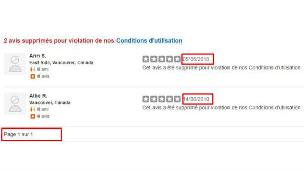 Seuls deux avis ont été supprimés Seuls deux avis ont été supprimés