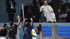 Le pape François lors des Journées mondiales de la jeunesse (JMJ) à Lisbonne me 4 août 2023