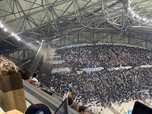 La banderole des Fanatics lors du match entre l'OM et Strasbourg, le 12 mars 2023. La banderole des Fanatics lors du match entre l'OM et Strasbourg, le 12 mars 2023.