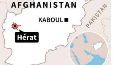 Carte de localisation de l'attentat-suicide contre une mosquée chiite de Hérat (Afghanistan).