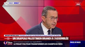 Drapeau palestinien brandi à l'Assemblée: "Définitivement, LFI est la honte de la République", affirme Bruno Retailleau (président du groupe LR au Sénat)