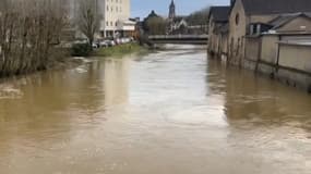 La Sarthe en crue à Alençon, le 27 janvier 2025.