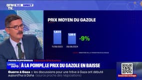 Gazole: le prix en baisse de 9% en un an