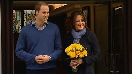 La duchesse de Cambridge et le prince William, jeudi matin, à la sortie de l'hôpital King Edward VII